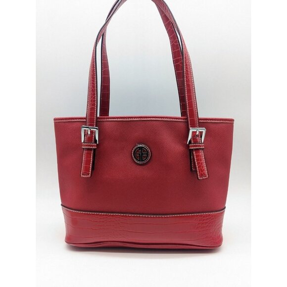 GIANI BERNINI Saffiano faux-leather croc embossed women's tote bag- RED - Picture 3 of 13